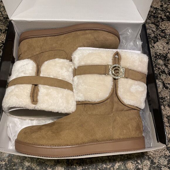 GBG BY GUESS Size 8.5M Brown Rhinestone Logo gg‎ Alstyn Boots New - Picture 10 of 10